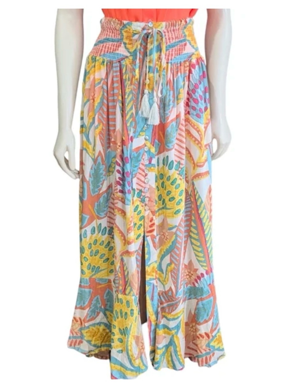 Rachel Zoe Multicolor Maxi Skirt - Coral, Yellow, Aqua